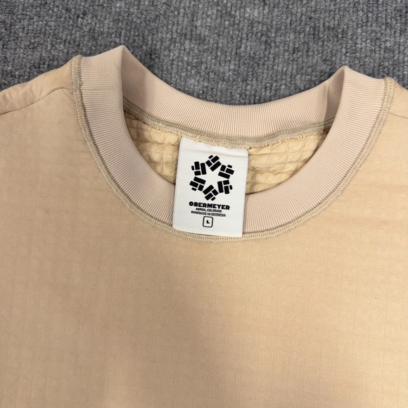 Obermeyer Sweatshirt Mens Large Tan Polartec Explorer Tech Crewneck Off Grid - Picture 3 of 13